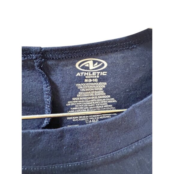 Athletic Works Womens Blue T-Shirt Mesh Sleeve Detail Size M - Picture 4 of 8
